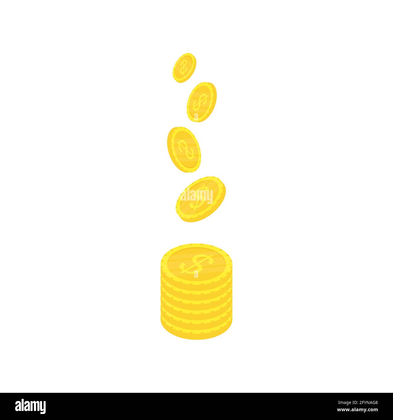 Monedas isométricas de oro. Símbolo de dinero. Concepto de riqueza. Ilustración vectorial aislada sobre blanco Ilustración del Vector