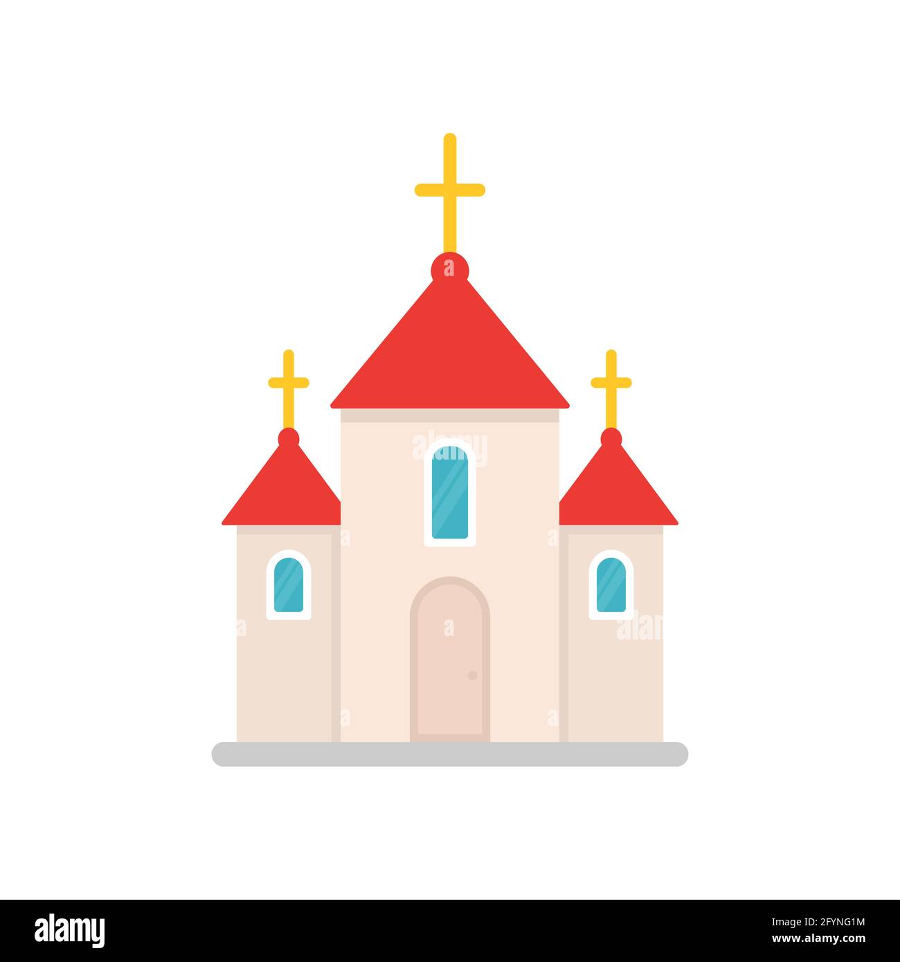 Icono de Iglesia plana. Símbolo colorido de la iglesia. Edificio del Lugar Santo. Concepto de religión. Vector aislado sobre blanco Ilustración del Vector