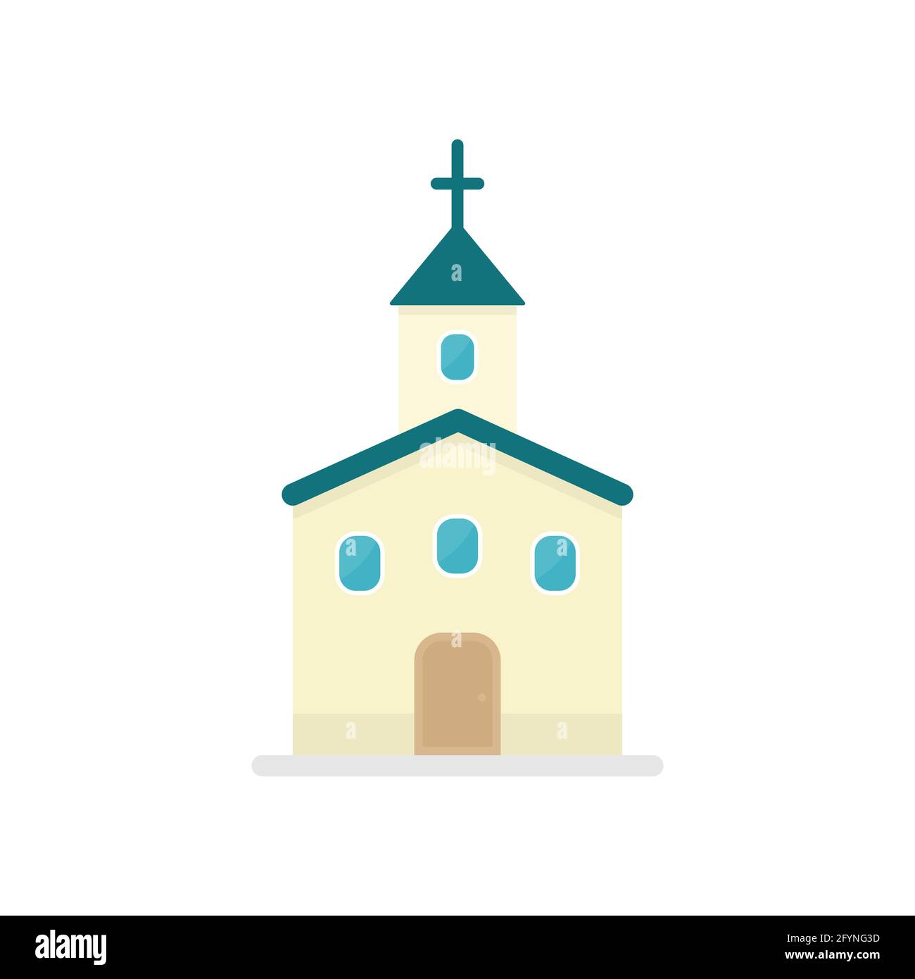 Icono de Iglesia plana. Símbolo colorido de la iglesia. Edificio del Lugar Santo. Concepto de religión. Vector aislado sobre blanco Ilustración del Vector