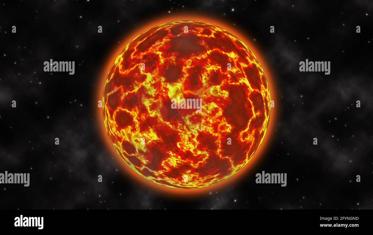 un planeta de bolas de fuego listo para explotar, un mundo abrasador e  inhóspito, 3d ilustración Fotografía de stock - Alamy