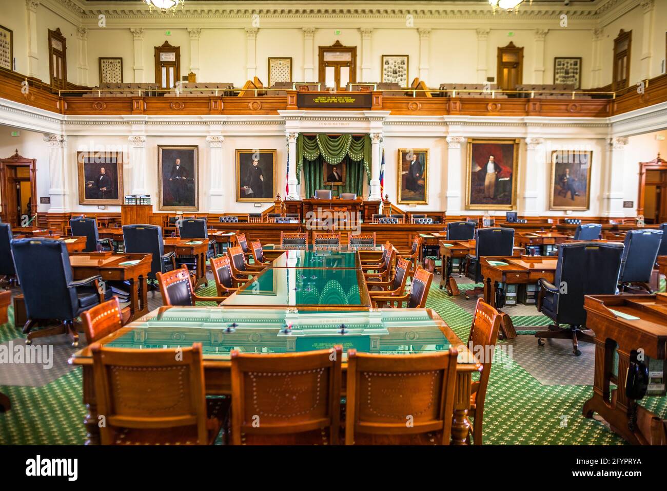 Cámaras del Senado en el Capitolio del Estado de Texas en Austin, Texas, EE.UU Foto de stock