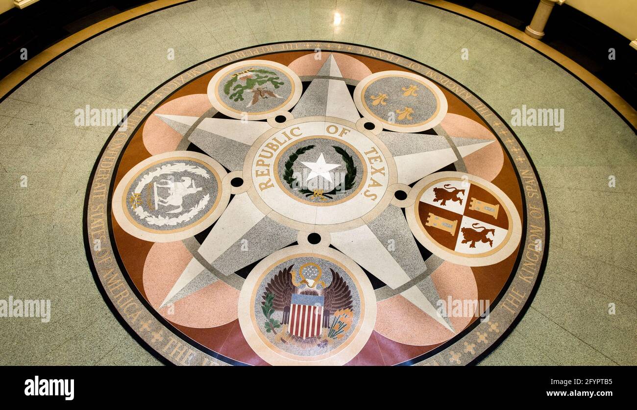 Piso de la Rotunda en el edificio del Capitolio del Estado de Texas en Austin, Texas Foto de stock
