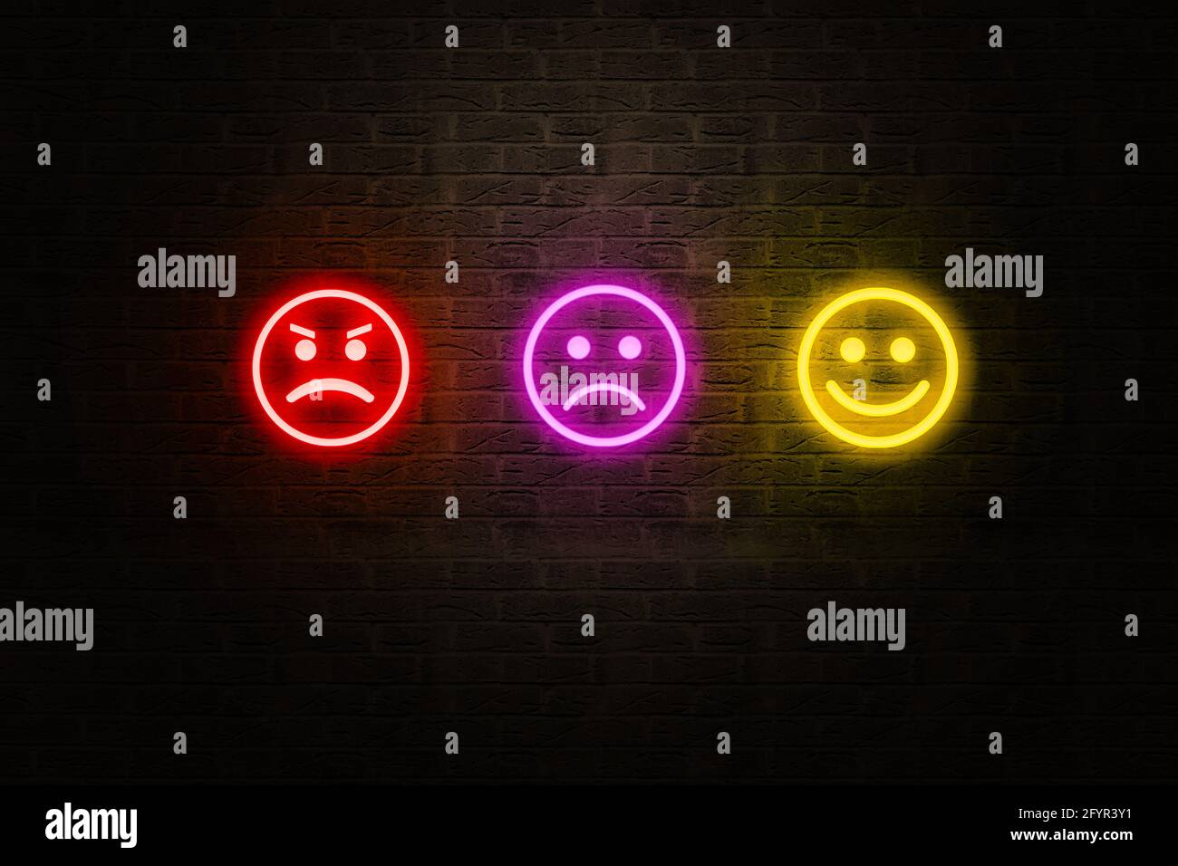 Moderno emojis Smiling, Angry y Sad Abstract fondo de pantalla. Luces de neón  fondo emojis brillante Fotografía de stock - Alamy