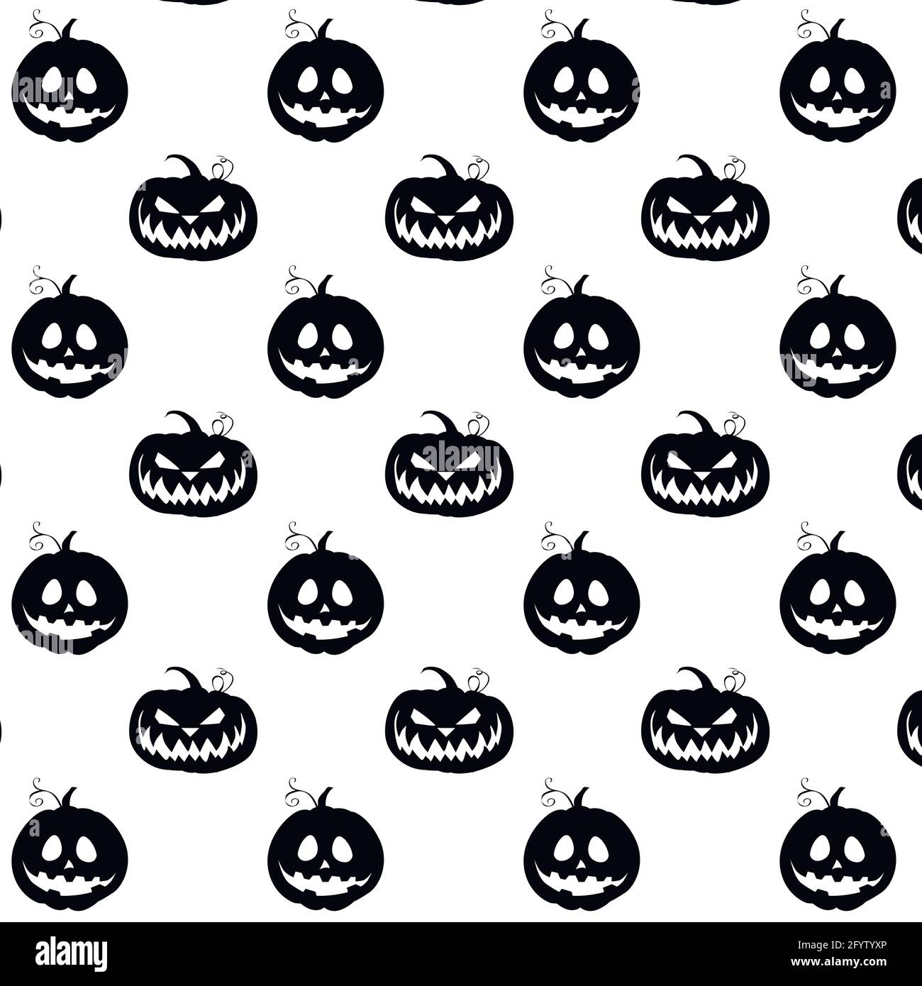 Patrón silueta calabazas, empapelado sin costuras con calabaza de otoño negro, ilustración vectorial halloween fondo de fiesta tradicional Ilustración del Vector