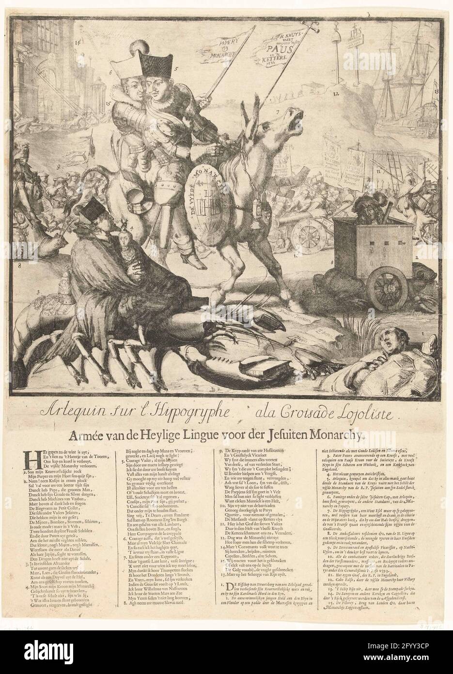 Dibujos animados sobre la batalla conjunta de Luis XIV y Jacobus II, 1689; Arlequin sur l Hippogrypghe Ala Croisade Loujoliste; Armée de la Lingue Heyly para la Monarquía Jesuita; Cartoon en Jacobus Dibujos animados sobre la batalla conjunta de Luis XIV y Jacobus II, 1689; Arlequin sur l Hippogrypghe Ala Croisade Loujoliste; Armée de la Lingue Heyly para la Monarquía Jesuita; Cartoon en Jacobus