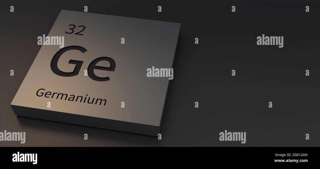 Elementos de germanio en la tabla periódica 3D ilustración. Foto de stock