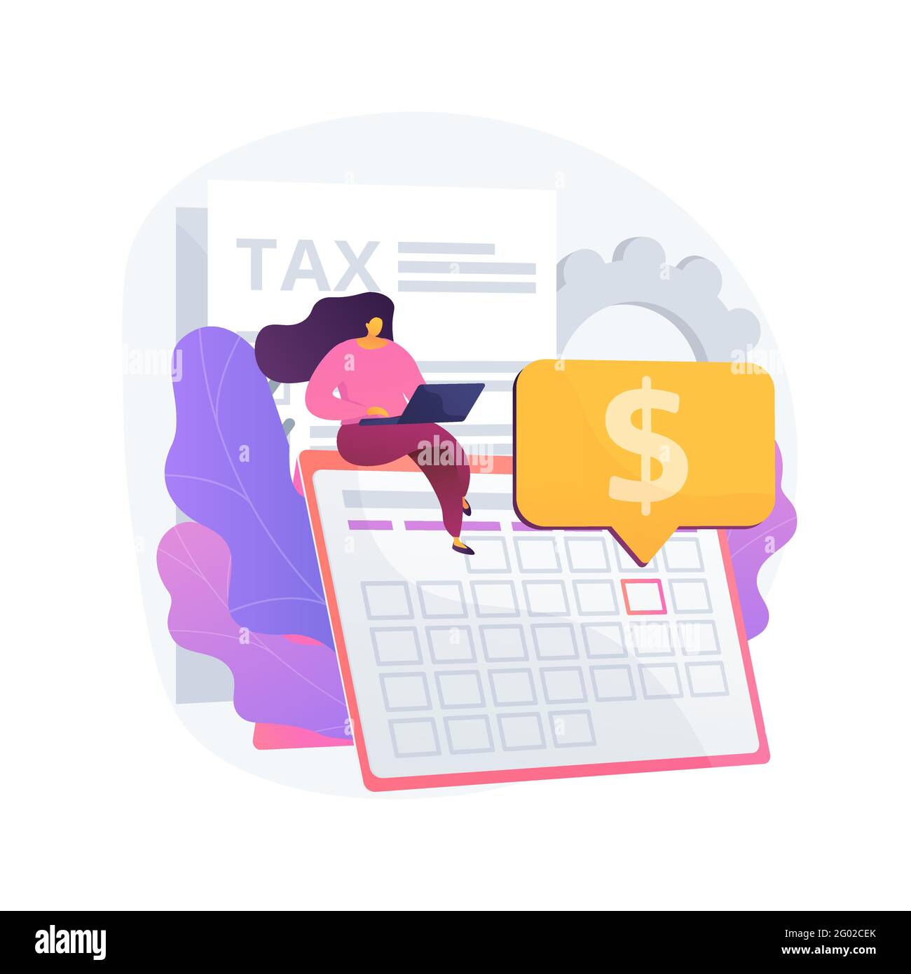 Pago de impuestos plazo resumen concepto vector ilustración. Planificación y preparación de 