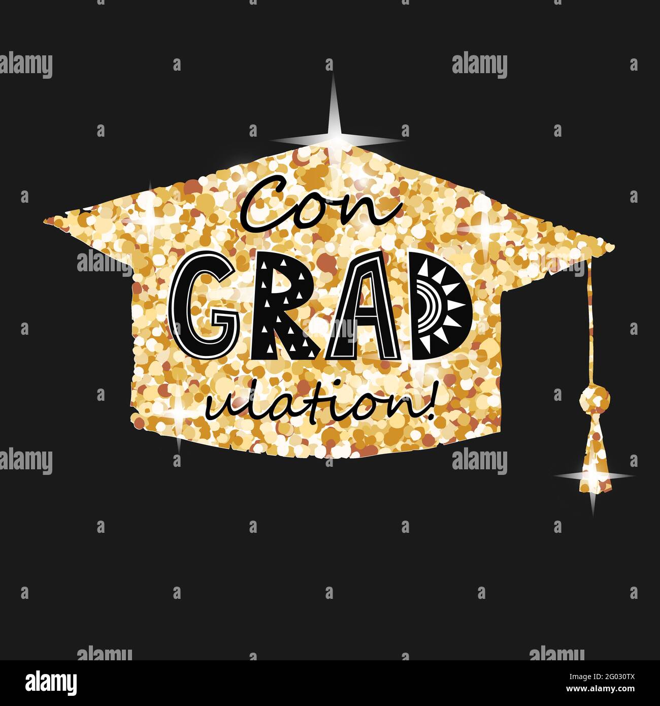 Felicitaciones por la graduación, gorra de oro graduado con