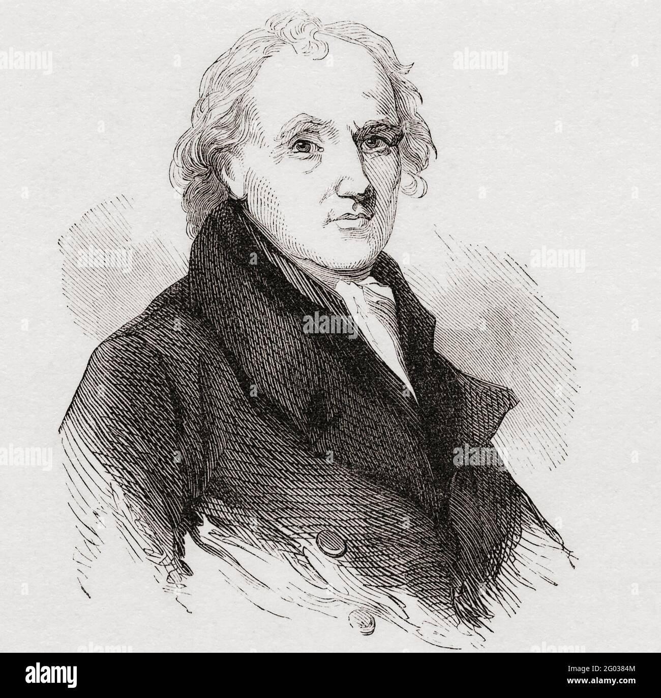 Mason Locke Weems, 1759 – 1825, comúnmente conocido como Parson Weems. Agente y autor de libros de viajes americanos. Escribió la primera biografía de George Washington poco después de la muerte de Washington. De un estampado del siglo 19th. Foto de stock