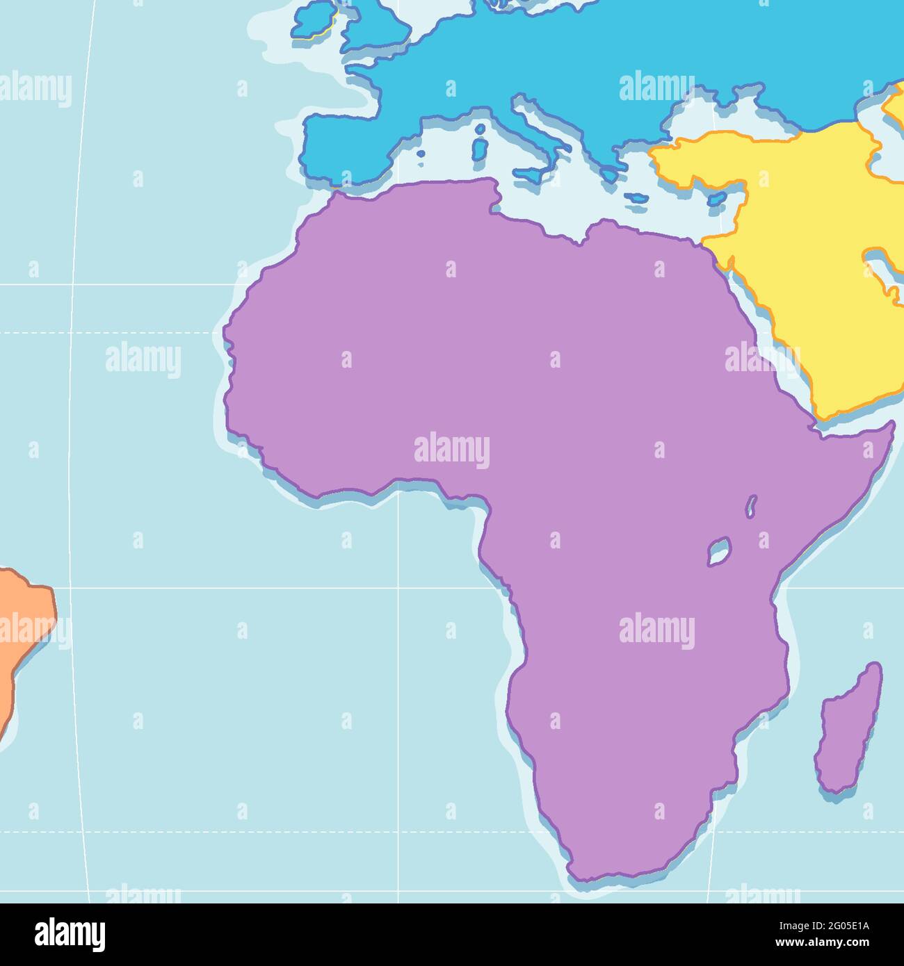 Vista de cerca de la ilustración Mapa de límites de planchas africanas en blanco Ilustración del Vector