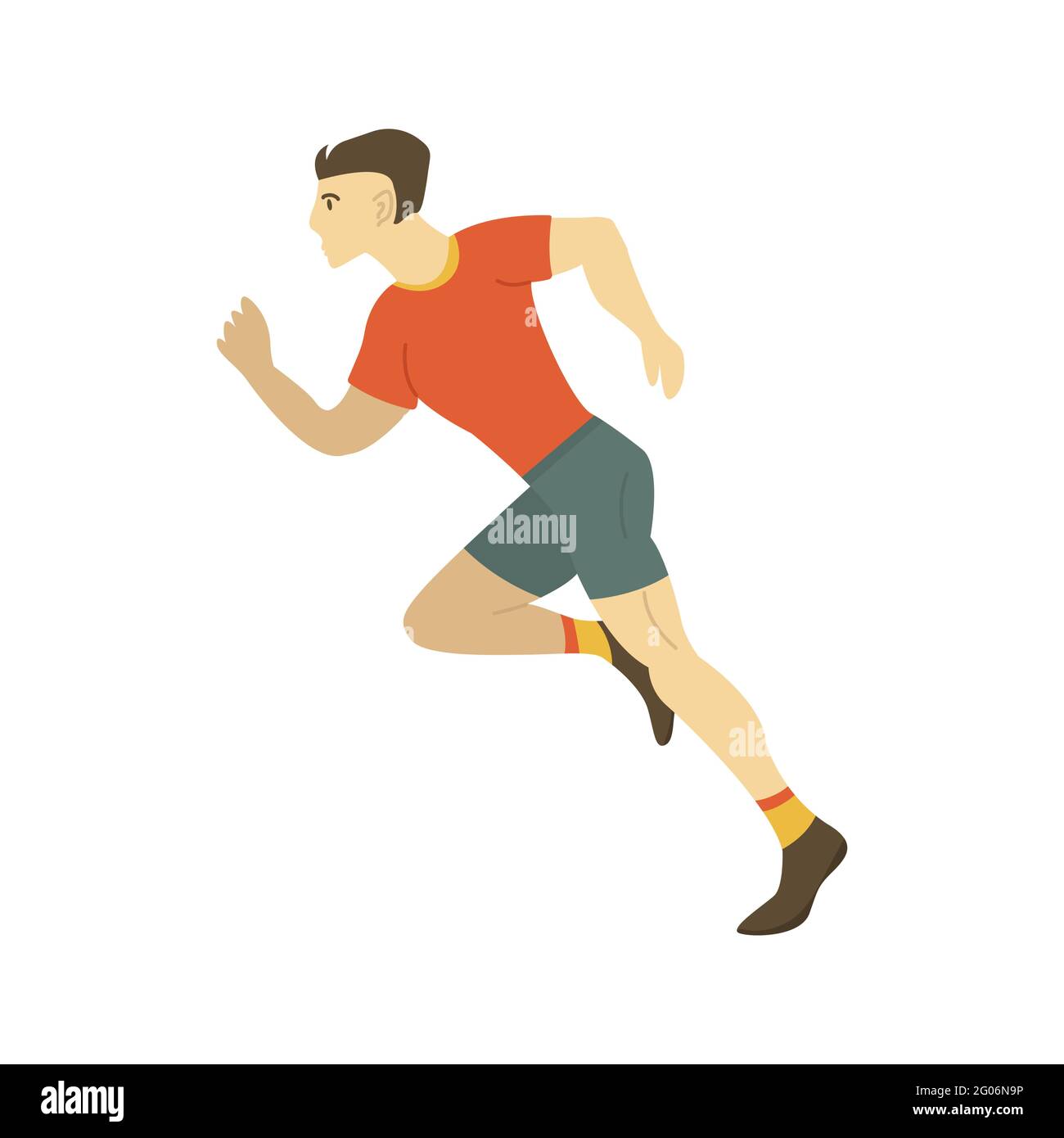 Hombre corredor está corriendo a alta velocidad, atleta está tomando parte  en una carrera. Vista lateral. Día de funcionamiento. Ilustración de  vectores aislados de colores en estilo de dibujos animados Imagen Vector