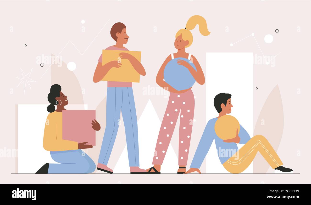 Trabajo en equipo de personas para resolver problemas de trabajo