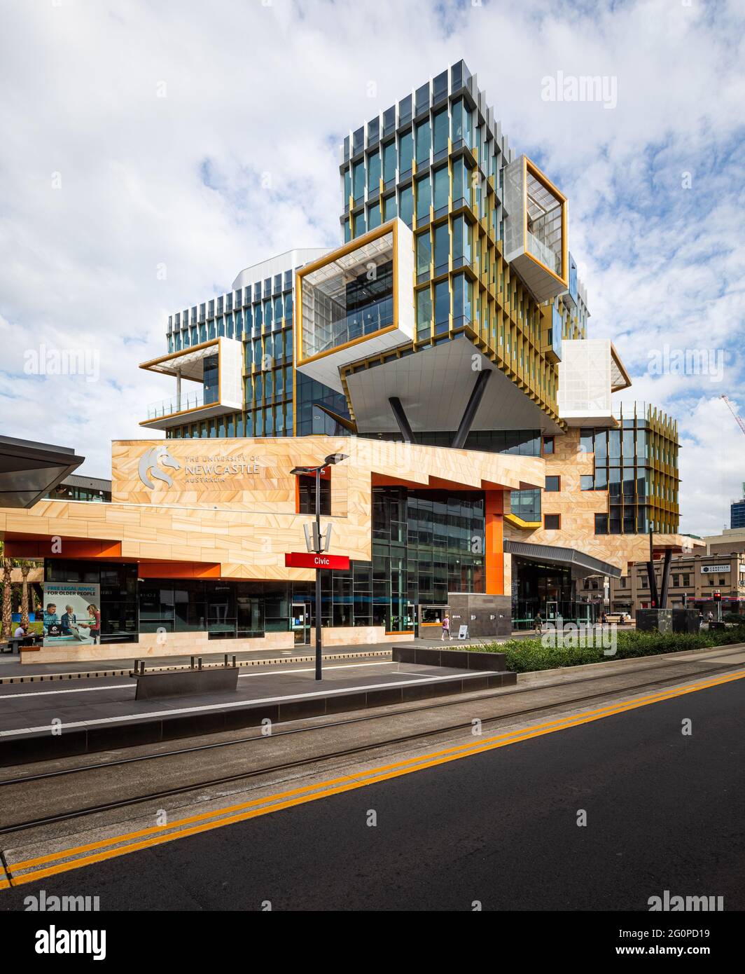 Universidad de Newcastle, NSW, NU Space Building en el centro de Newcastle Foto de stock