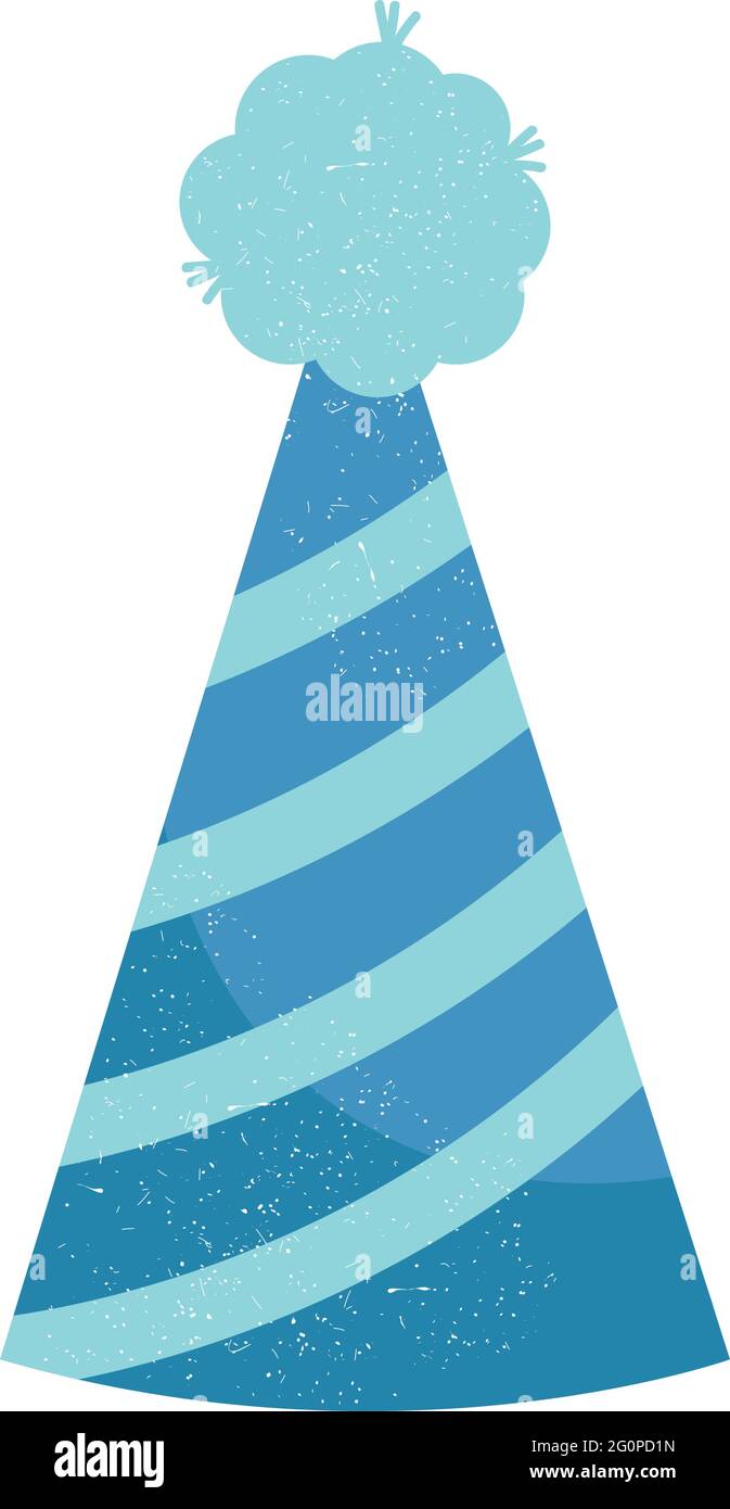 diseño de gorro de cumpleaños con rayas azules Imagen Vector de stock -  Alamy
