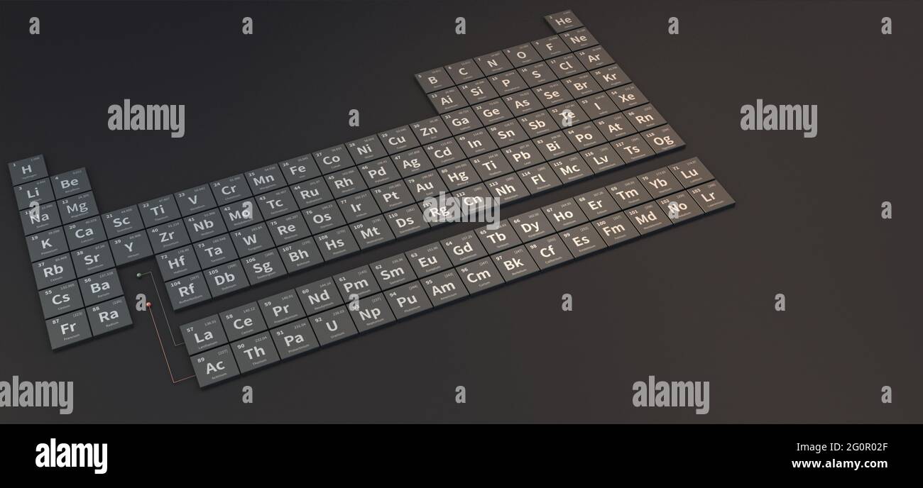 3d ilustración de la tabla periódica de los elementos Fotografía de stock -  Alamy