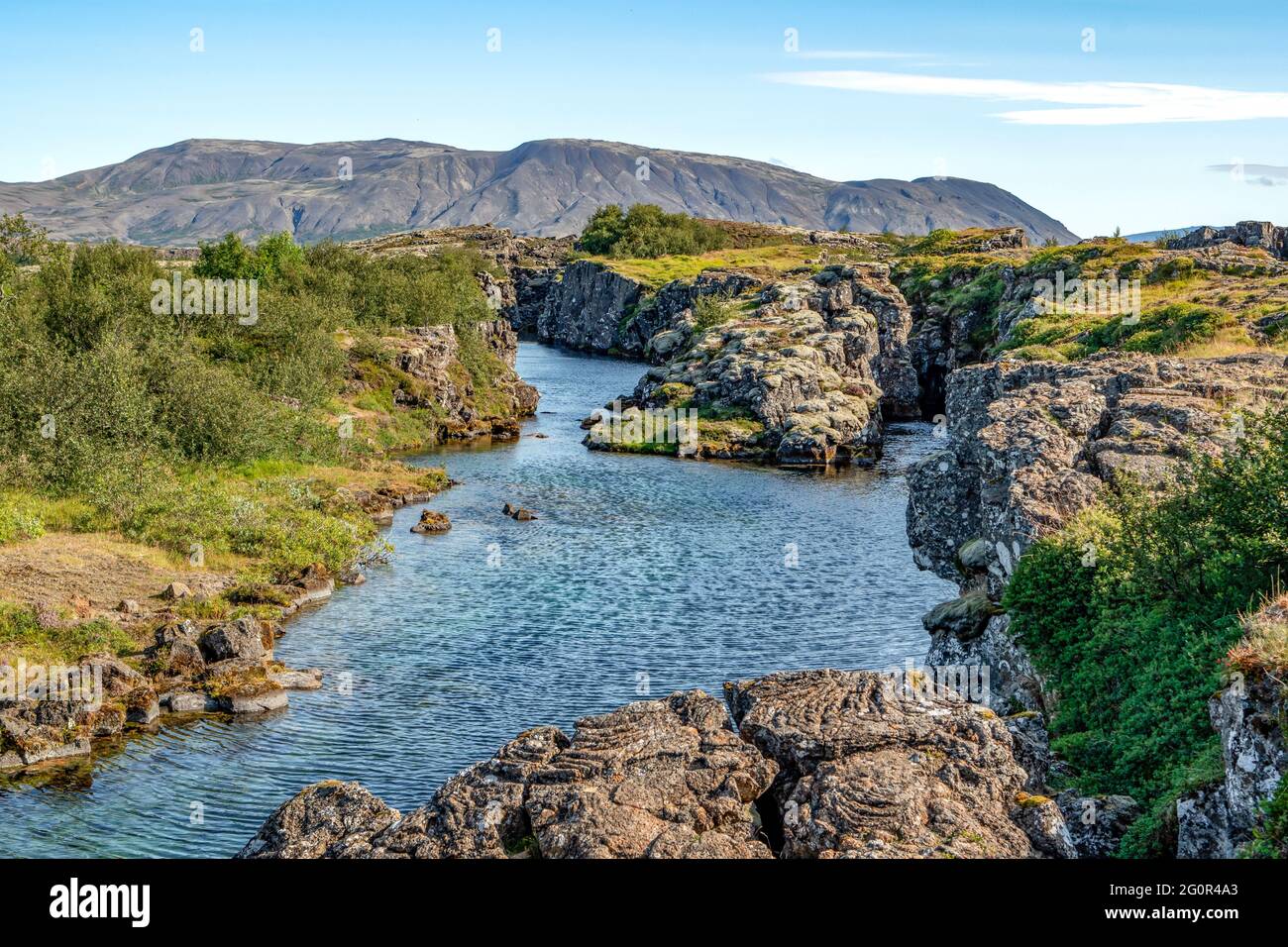 Oxara River, Parque Nacional Thingvellir, Islandia Foto de stock