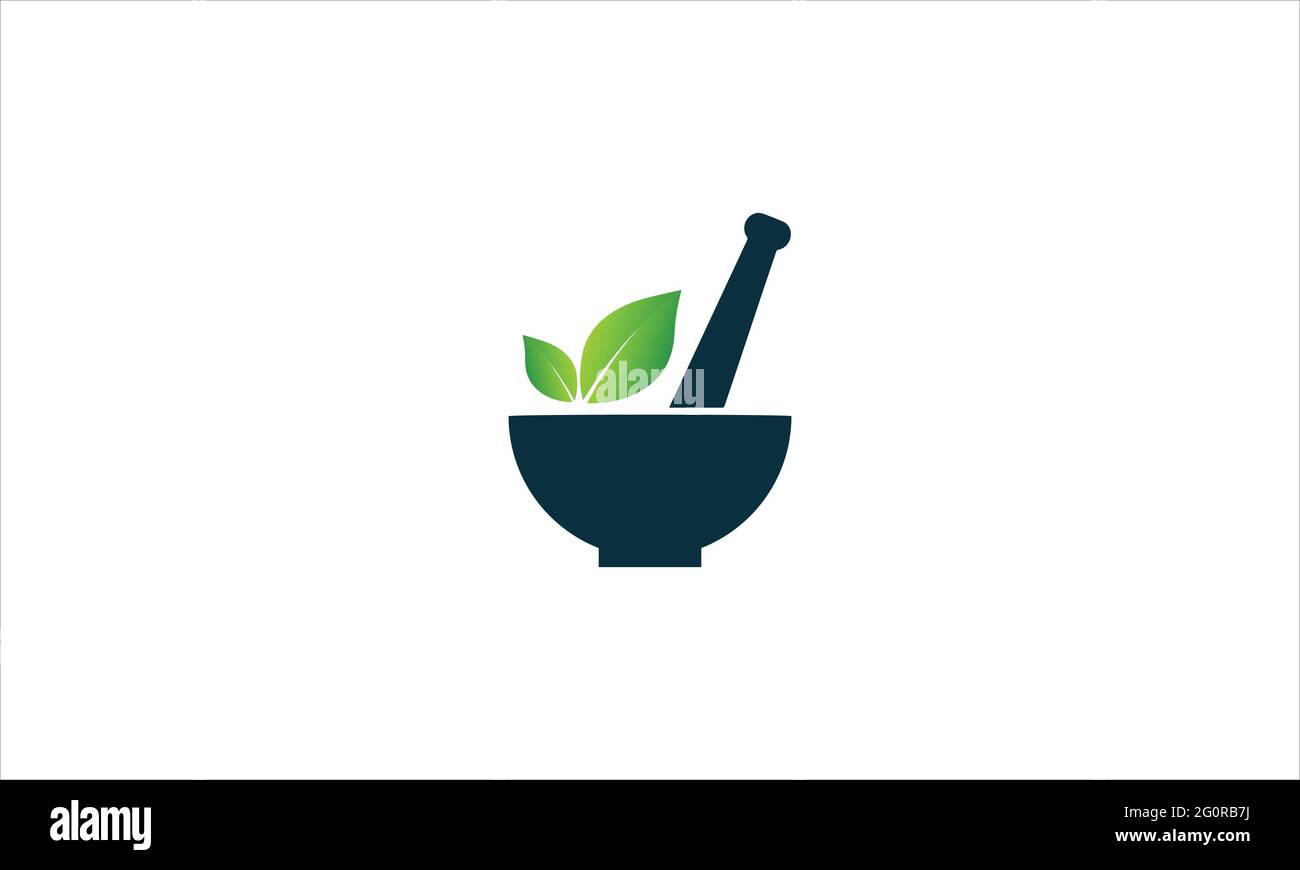 logotipo del recipiente con ilustración de diseño vectorial de icono de alimento de hoja verde fresca Ilustración del Vector