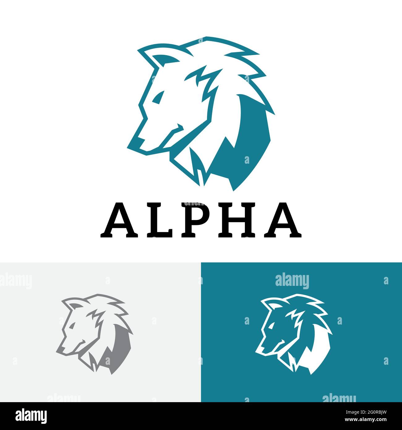 Alpha Wolf Strong Mighty Leader Commander Animal Wildlife Logo Ilustración del Vector