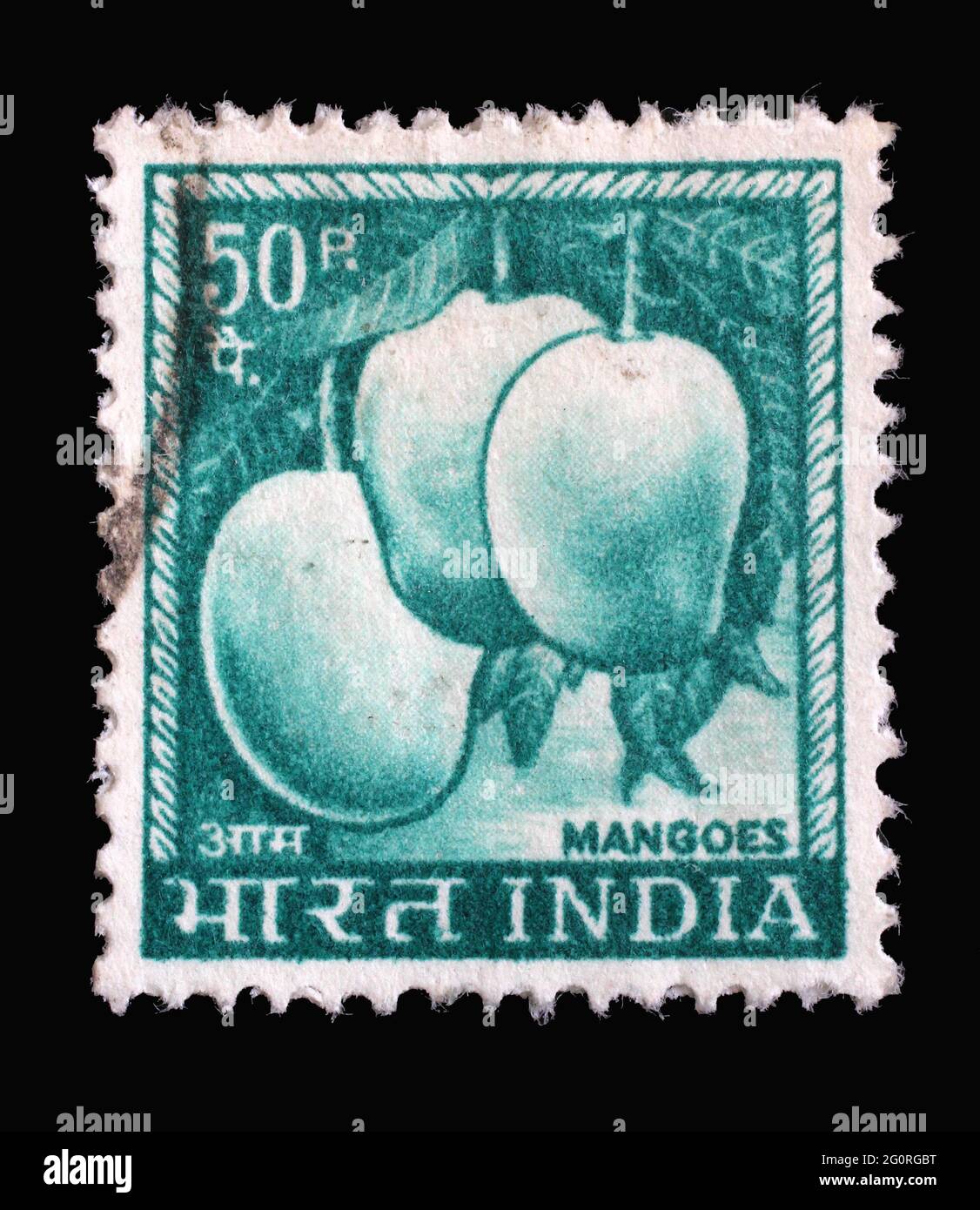 Sello impreso en la India muestra las frutas del mango, alrededor de 1967  Fotografía de stock - Alamy