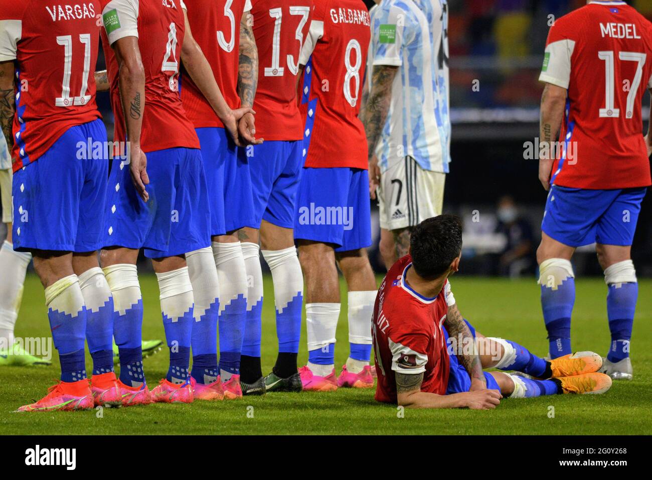 Santiago Del Estero Argentina 3rd De Junio De 2021 Estadio Xda Nico De Santiago Del Estero Santiago Del Estero Argentina Clasificacion De Futbol De La Copa Mundial Argentina Versus Chile Charles Aranguiz De