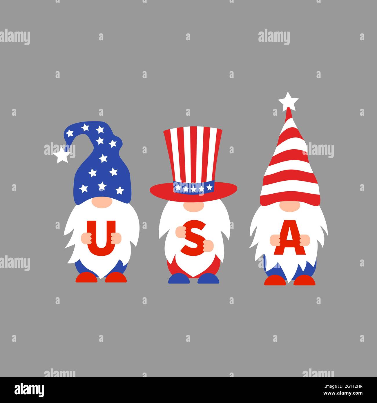 Gnomos patrióticos americanos. Día de la Independencia de los Estados