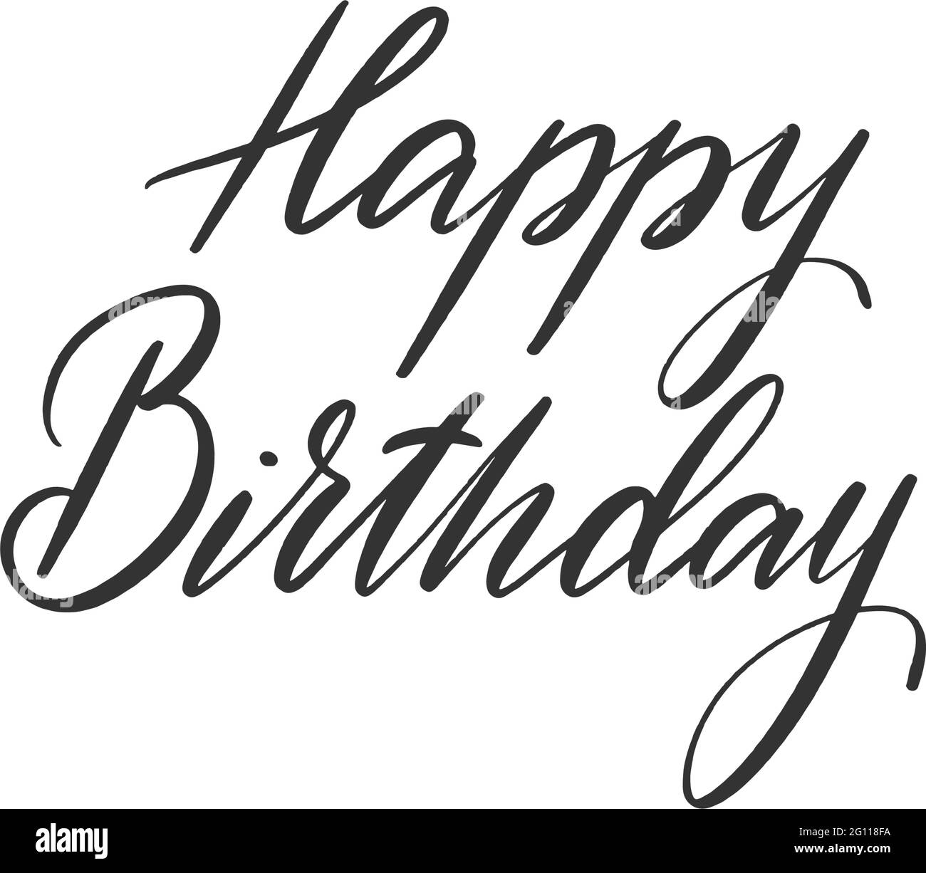 Happy birthday hand lettering greeting Imágenes de stock en blanco y negro  - Alamy