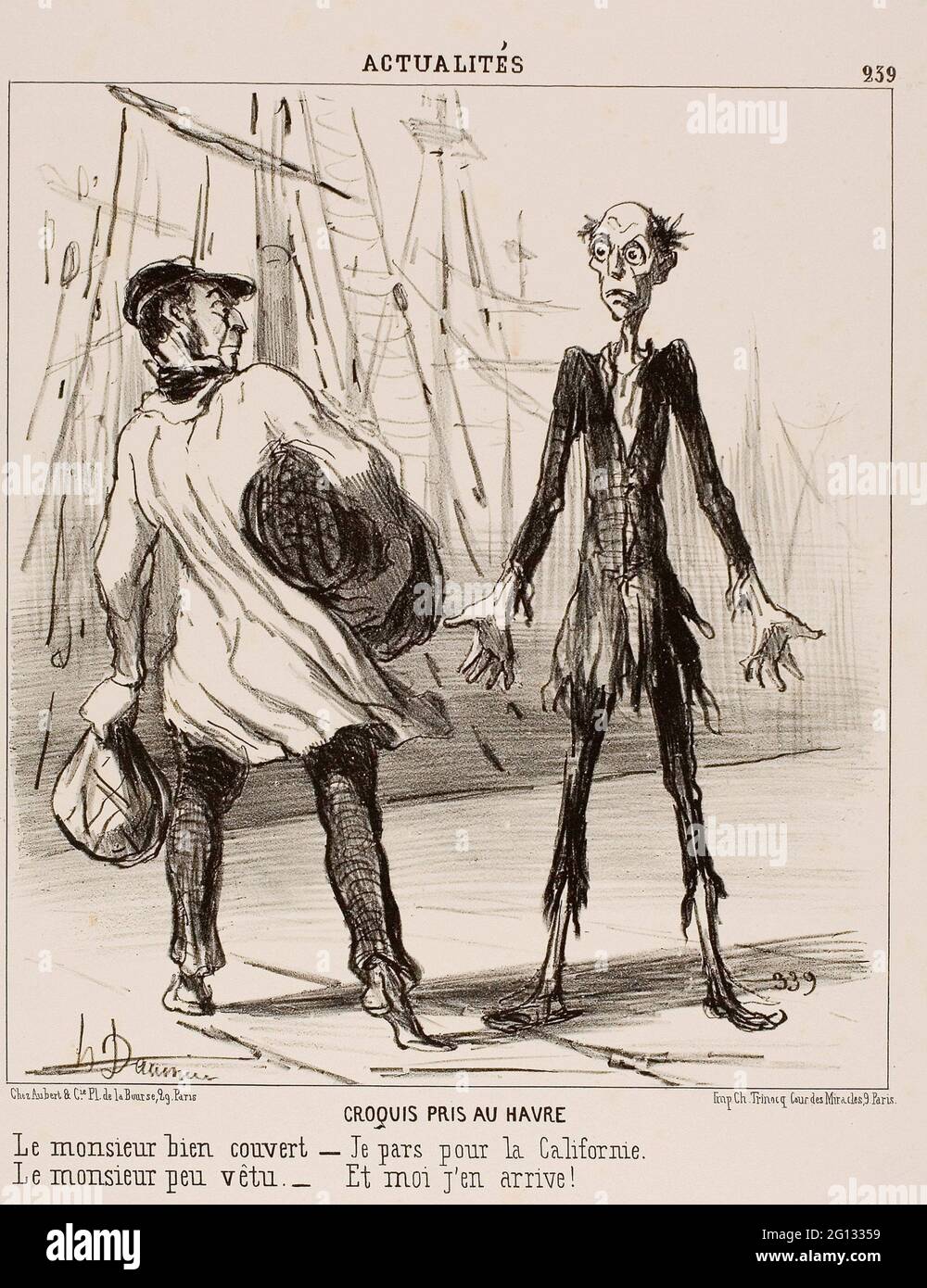 Honor-Victorin Daumier. Bocetos de Le Havre. El caballero bien vestido: o-  Me voy a California. El caballero mal vestido: o- eso - s Fotografía de  stock - Alamy
