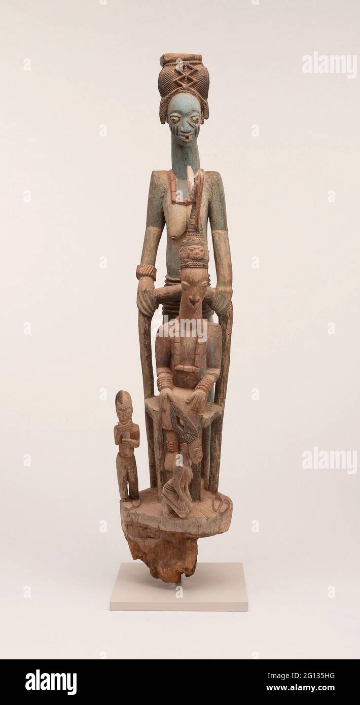 Veranda Post del rey entronizado y esposa mayor (OPO Ooga) - 1910/14 - Olowe de Ise (muerto en 1938) Yoruba Ikere, región de Ekiti, Nigeria del palacio Foto de stock