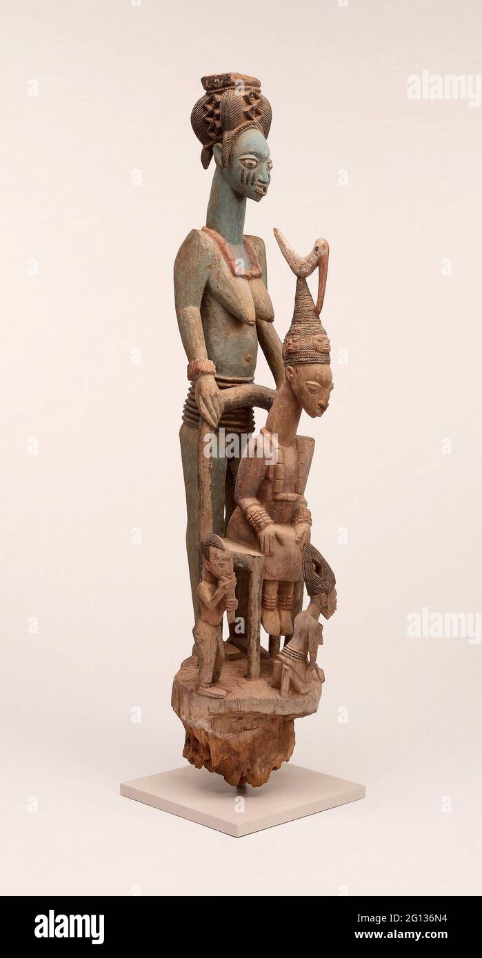 Veranda Post del rey entronizado y esposa mayor (OPO Ooga) - 1910/14 - Olowe de Ise (muerto en 1938) Yoruba Ikere, región de Ekiti, Nigeria del palacio Foto de stock