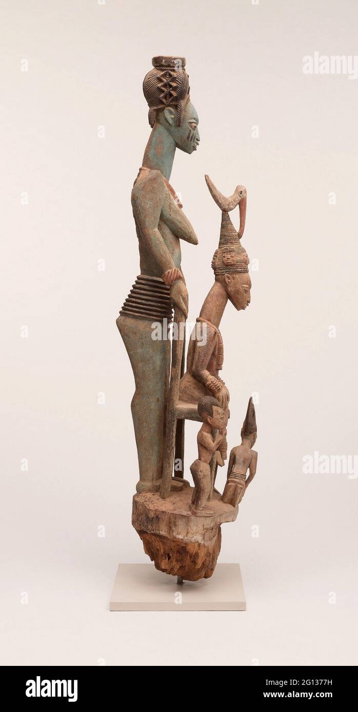 Veranda Post del rey entronizado y esposa mayor (OPO Ooga) - 1910/14 - Olowe de Ise (muerto en 1938) Yoruba Ikere, región de Ekiti, Nigeria del palacio Foto de stock