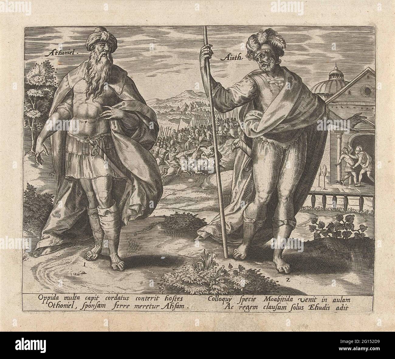 Othniel y Ehud; los doce jueces de Israel. En primer plano los dos