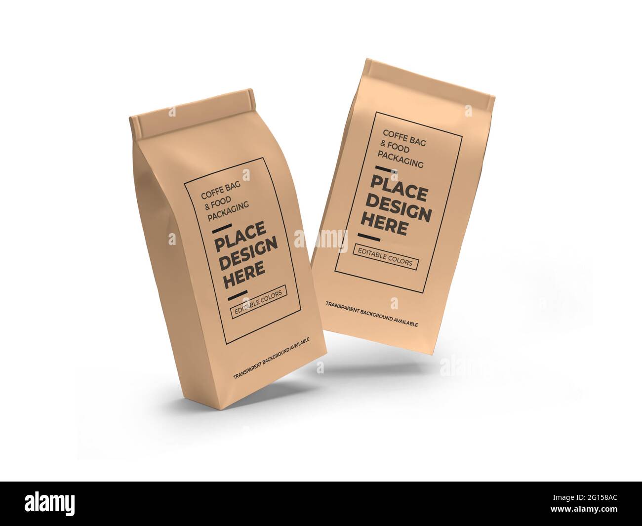 Embalaje de bolsas de café y comida 3D Ilustración Escena de maqueta sobre  fondo aislado Fotografía de stock - Alamy