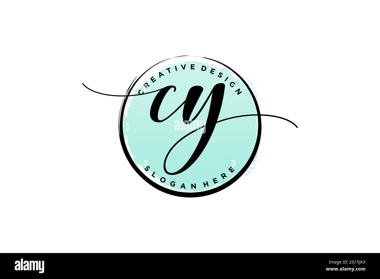 Logotipo de escritura a mano CY con firma vectorial de plantilla circular, boda, moda, floral y botánico con plantilla creativa. Ilustración del Vector