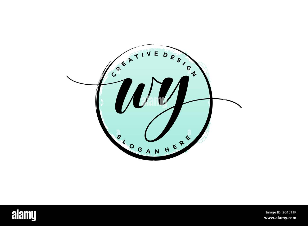 Logotipo de escritura a mano WY con firma vectorial de plantilla circular, boda, moda, floral y botánico con plantilla creativa. Ilustración del Vector