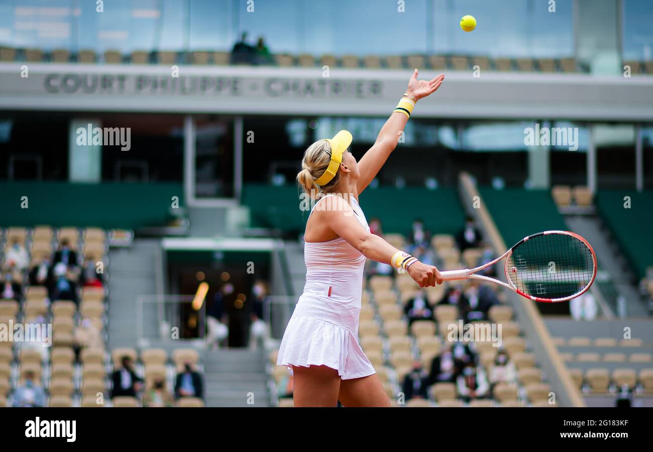 Anet Kontaveit de Estonia durante el Roland-Garros 2021, torneo de tenis Grand Slam el 5 de junio de 2021 en el estadio Roland-Garros de París, Francia - Foto Rob Prange / España DPPI / DPPI / LiveMedia Foto de stock