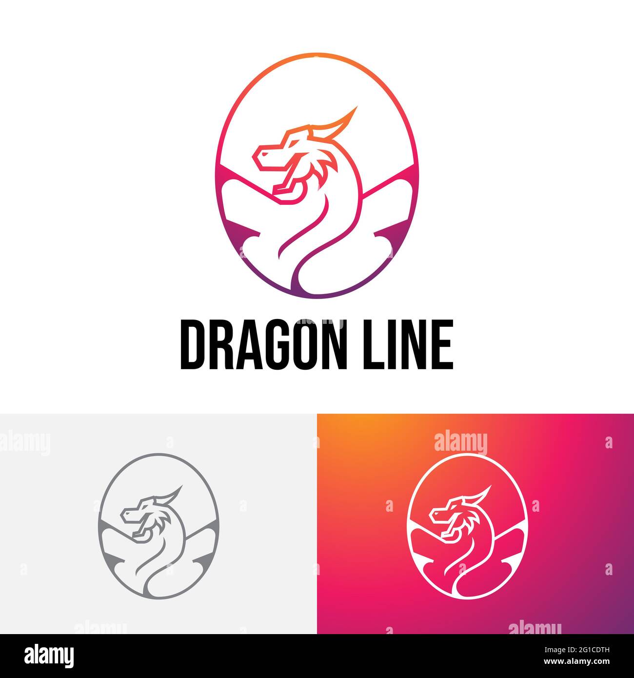 Símbolo de logotipo de animal legendario de Dragon Angry en círculo Foto de stock