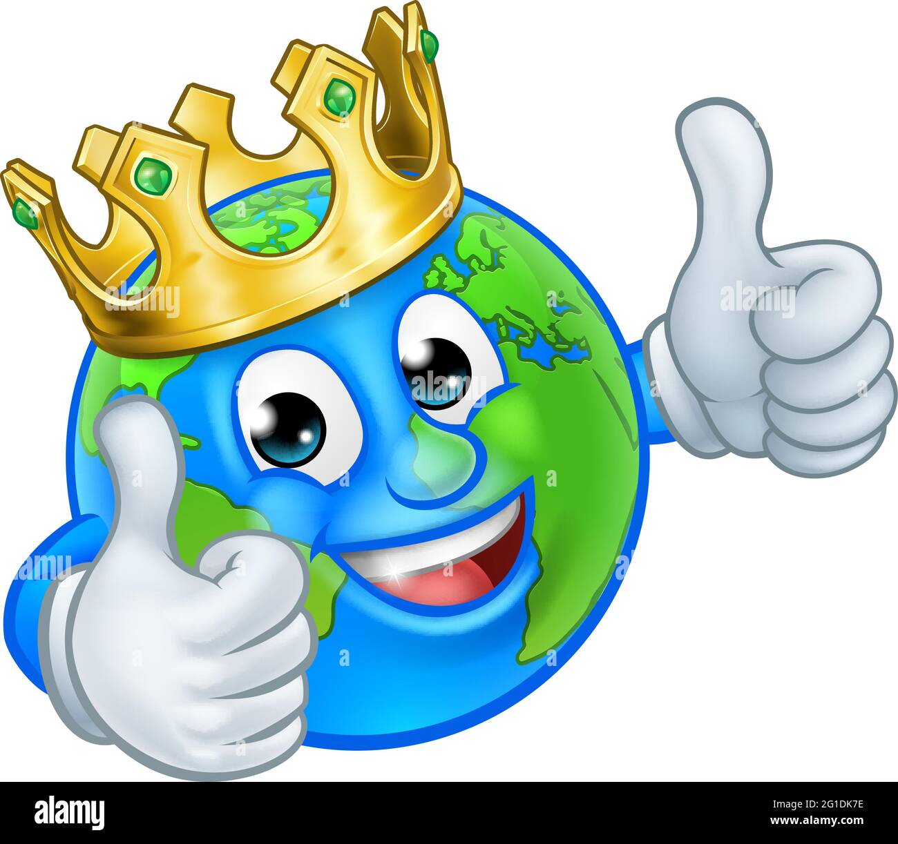 King Gold Crown Globo terráqueo mundo mascota de dibujos animados Ilustración del Vector