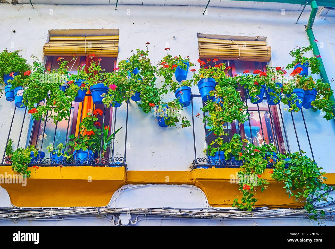 Las flores en macetas son decoraciones tradicionales de Cordovo Patios,  calle Zapateria Vieja, Córdoba, España Fotografía de stock - Alamy