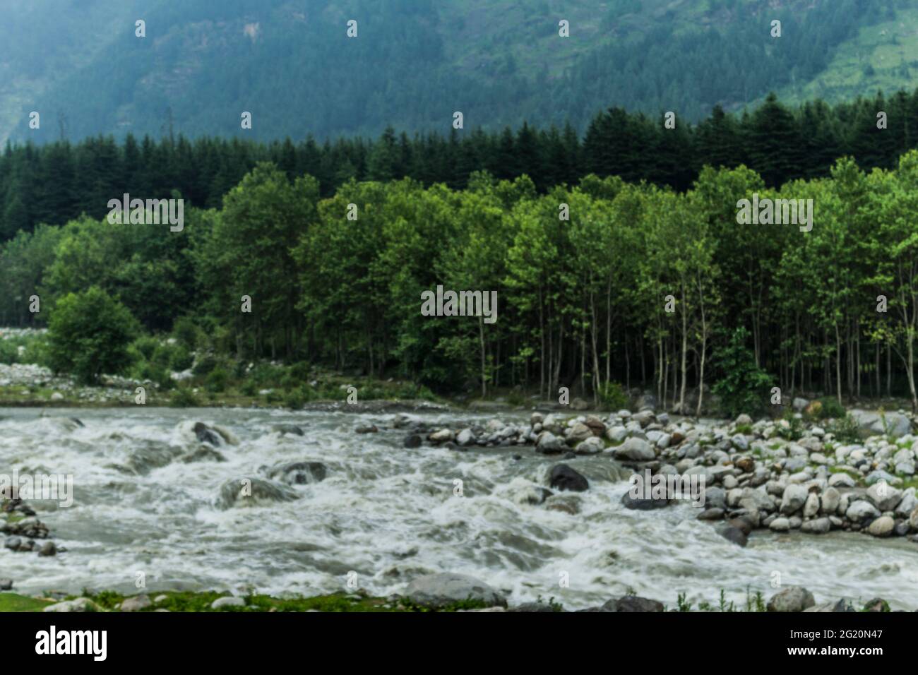 Río Beas que fluye en Manali Foto de stock