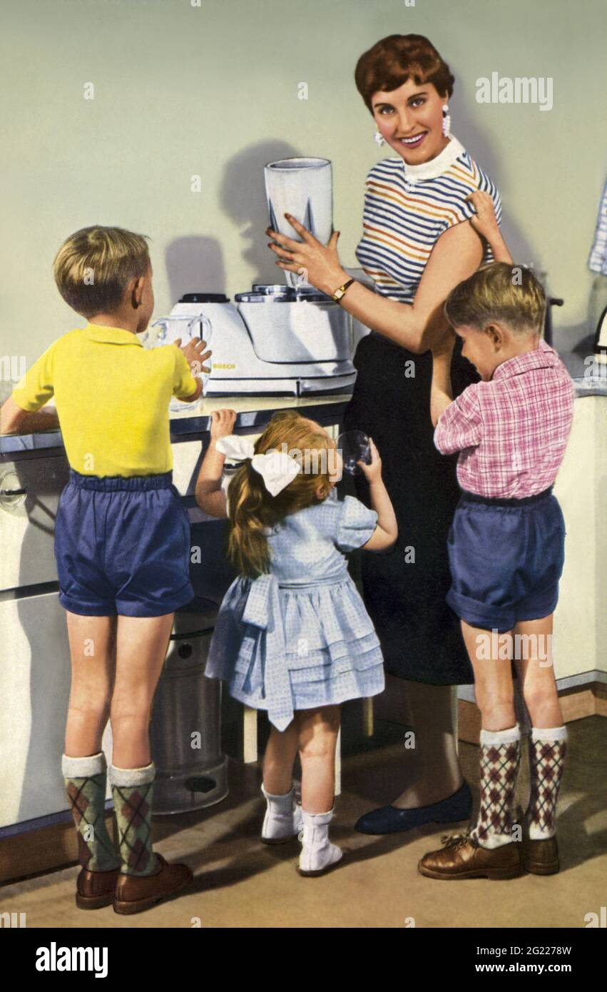 Hogar, procesador de alimentos Bosch, con recipiente para mezclar de la unidad accesoria, mezclador, precio original 1954 DM 295.-, DERECHOS-ADICIONALES-LIQUIDACIÓN-INFO-NO DISPONIBLE Foto de stock