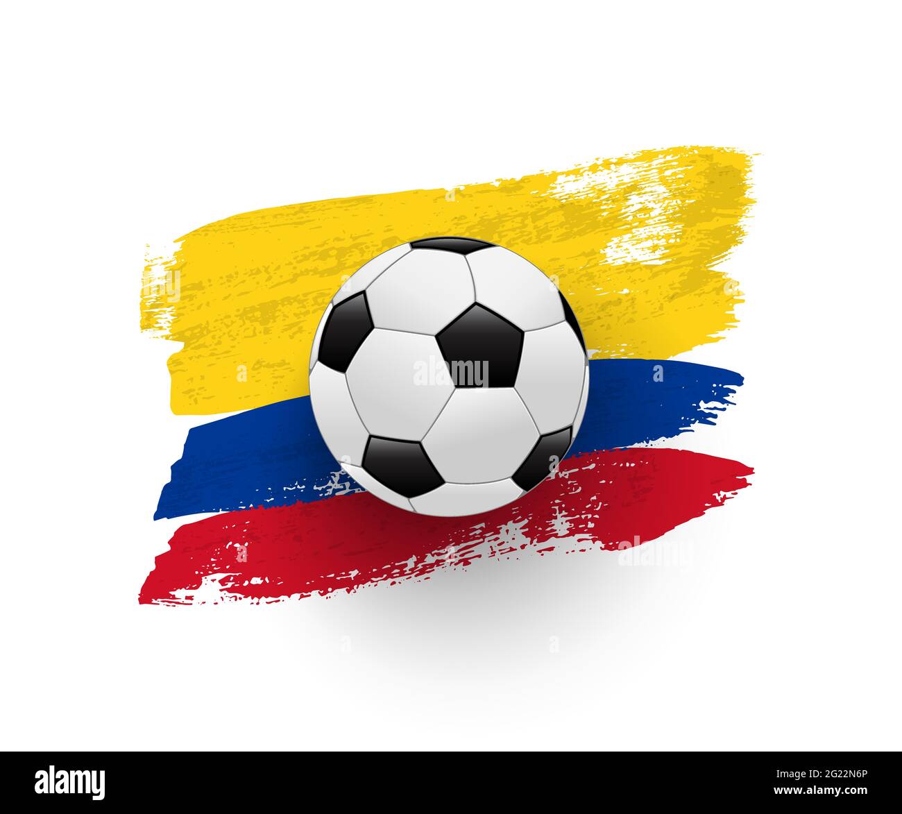 Balón de fútbol realista en bandera de Columbia hecho de pinceladas.  Elemento de diseño de fútbol vectorial Imagen Vector de stock - Alamy
