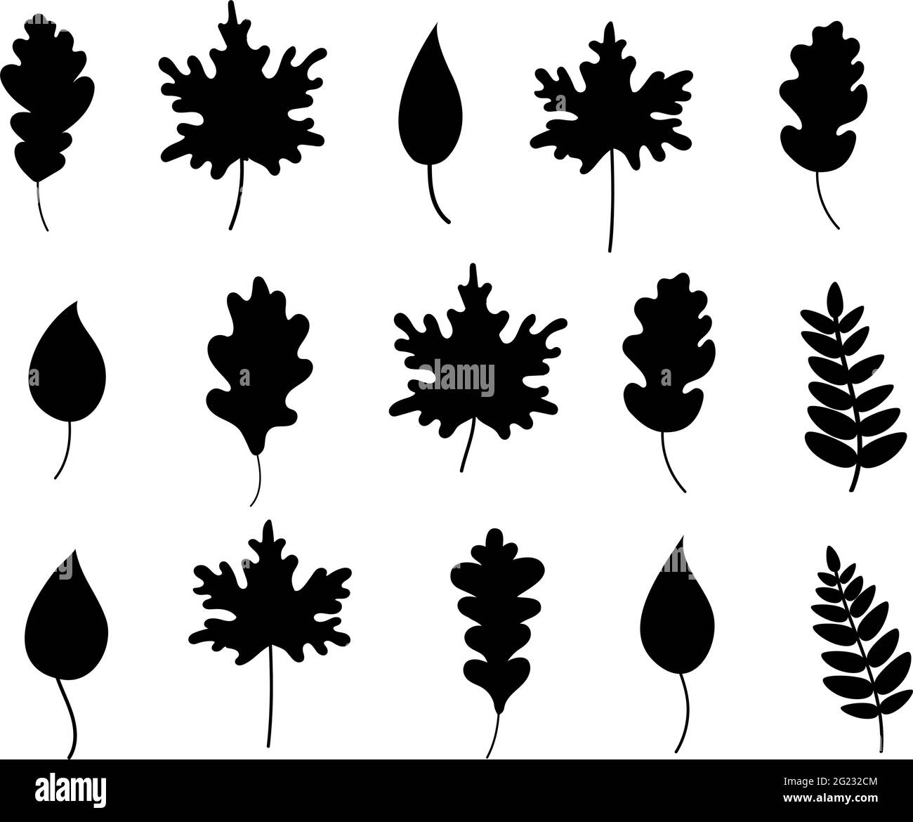 La silueta de las hojas negras caídas . Otoño hojas caídas. Elementos