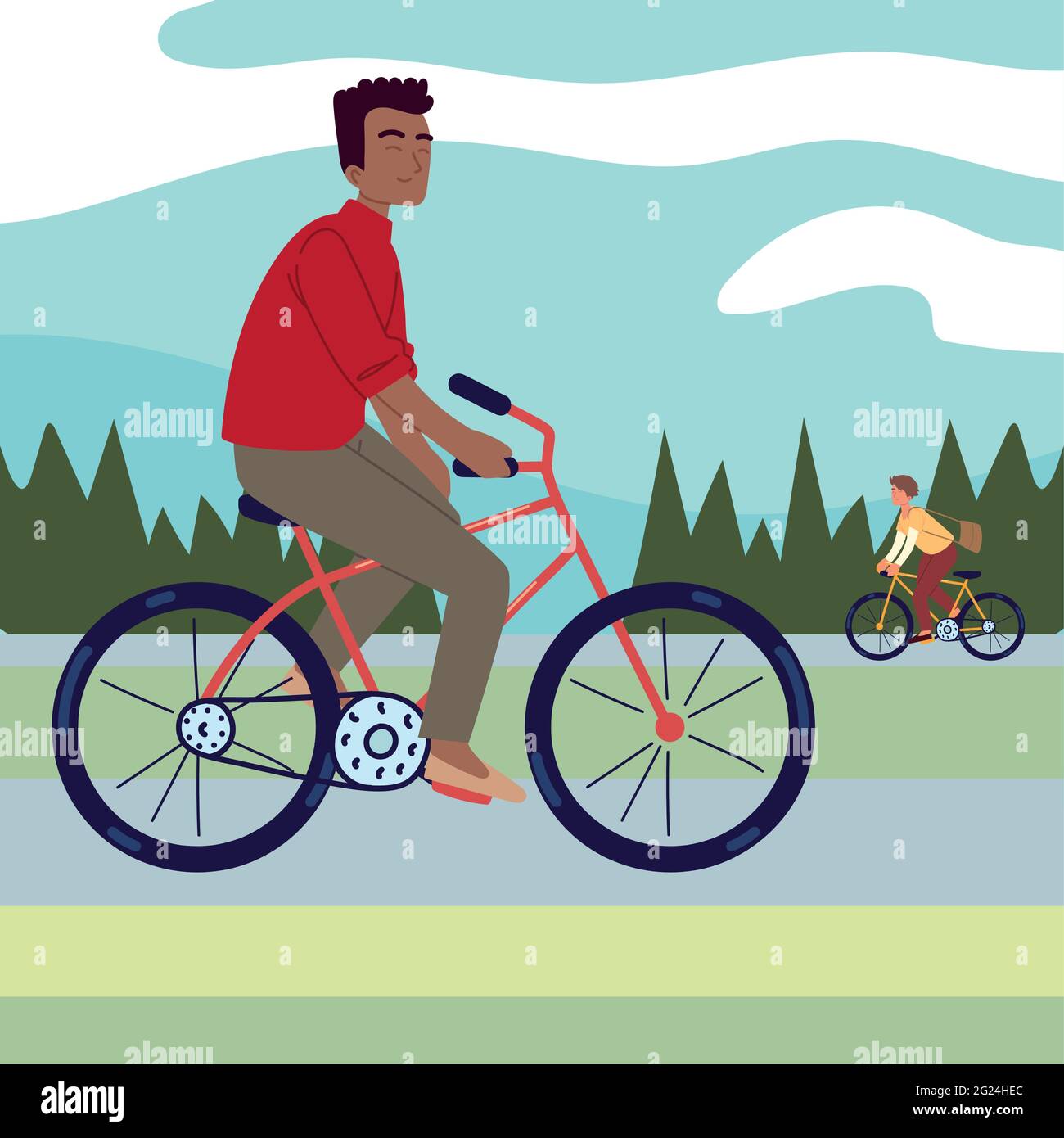 niños montando en bicicleta Ilustración del Vector