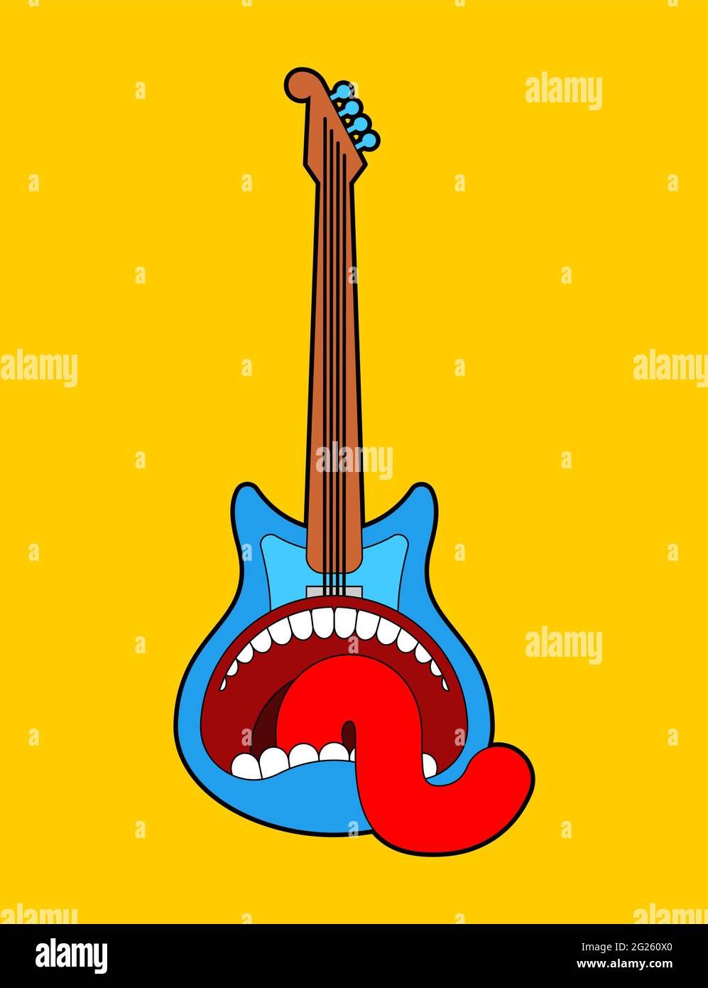 Guitarra boca abierta. Símbolo de roca y rodillo. Ilustración vectorial  Imagen Vector de stock - Alamy