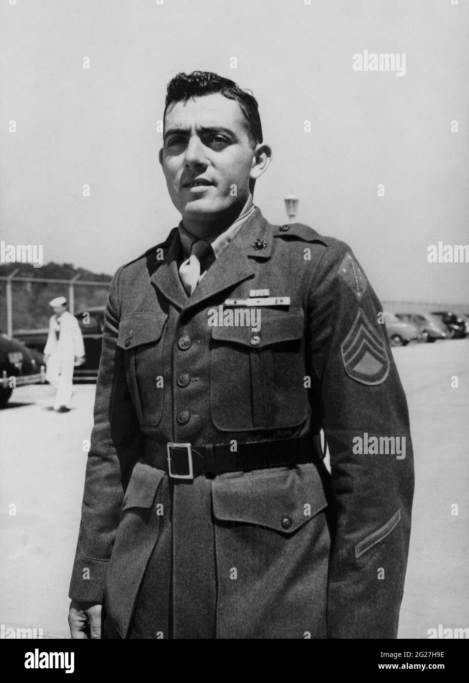 John Basilone, que sirvió como sargento de Gunnery en el Cuerpo de Marines de los Estados Unidos durante la Segunda Guerra Mundial. Foto de stock