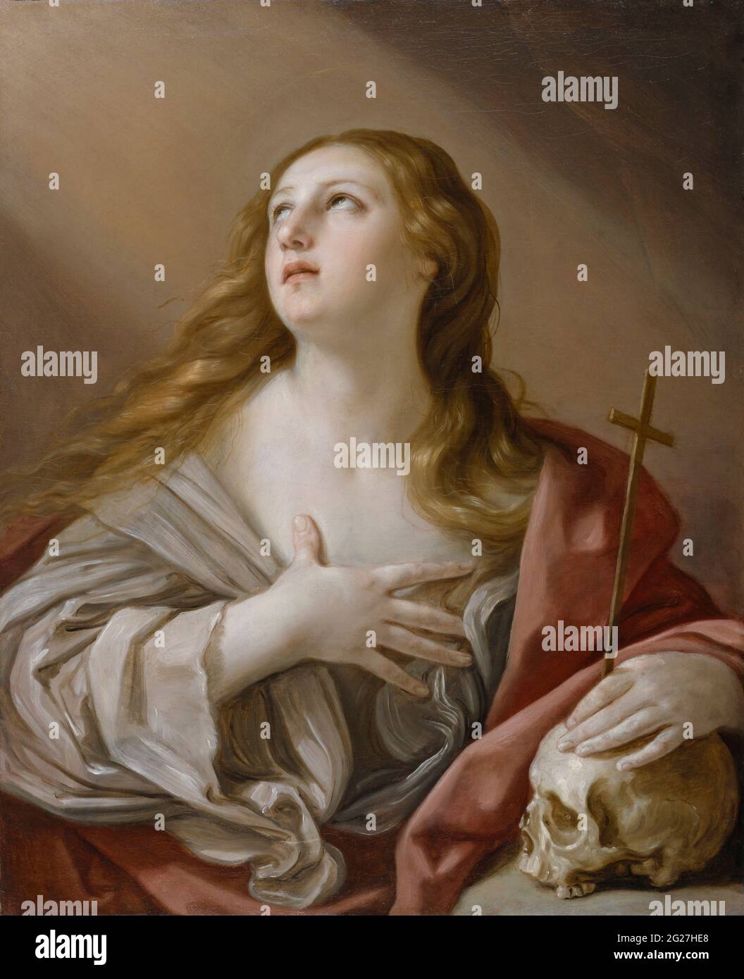 Obra de arte del siglo 17th de María Magdalena mirando hacia el cielo. Foto de stock