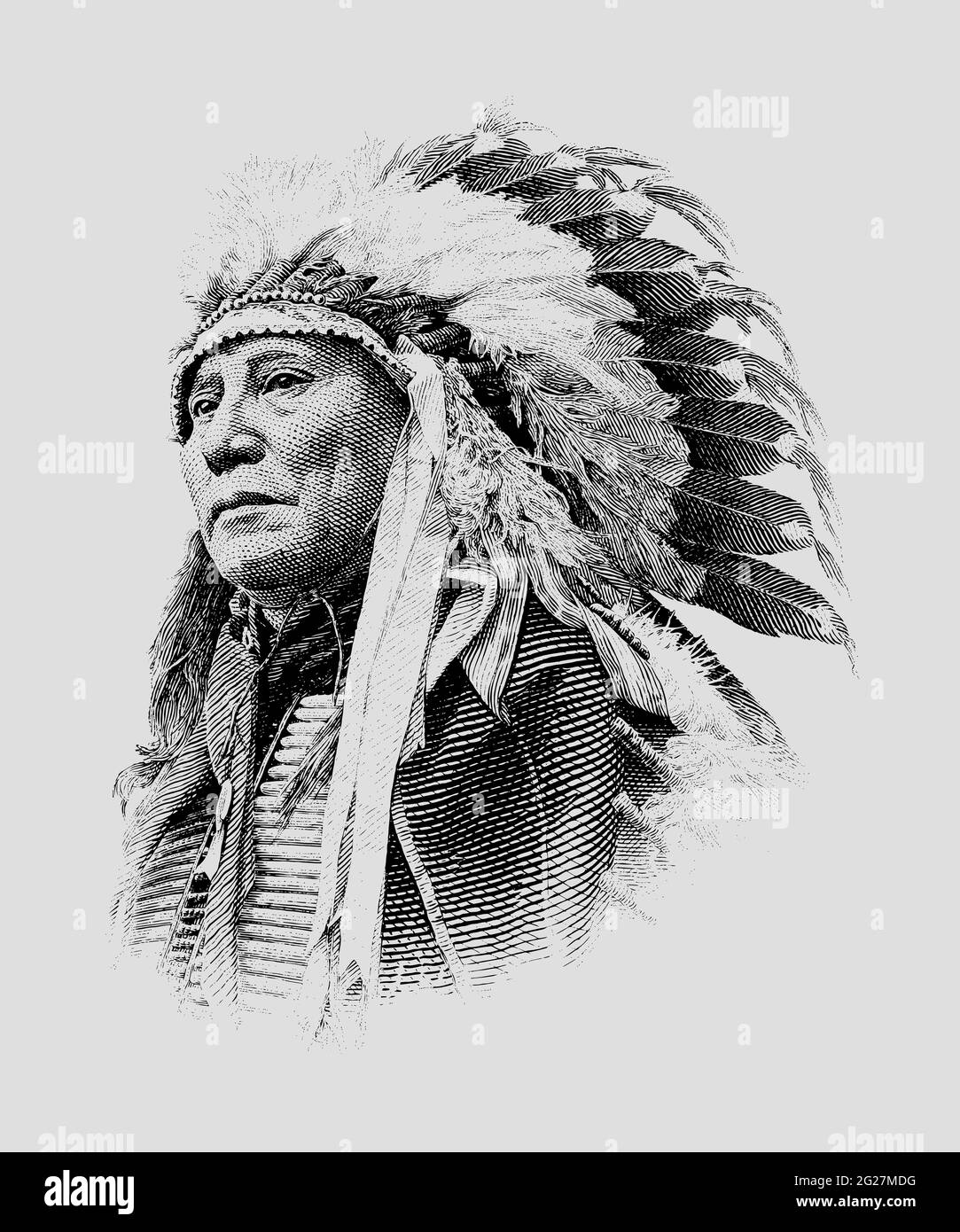 Jefe Hollow Horn Bear, un líder de Brule Lakota durante las guerras indias. Foto de stock
