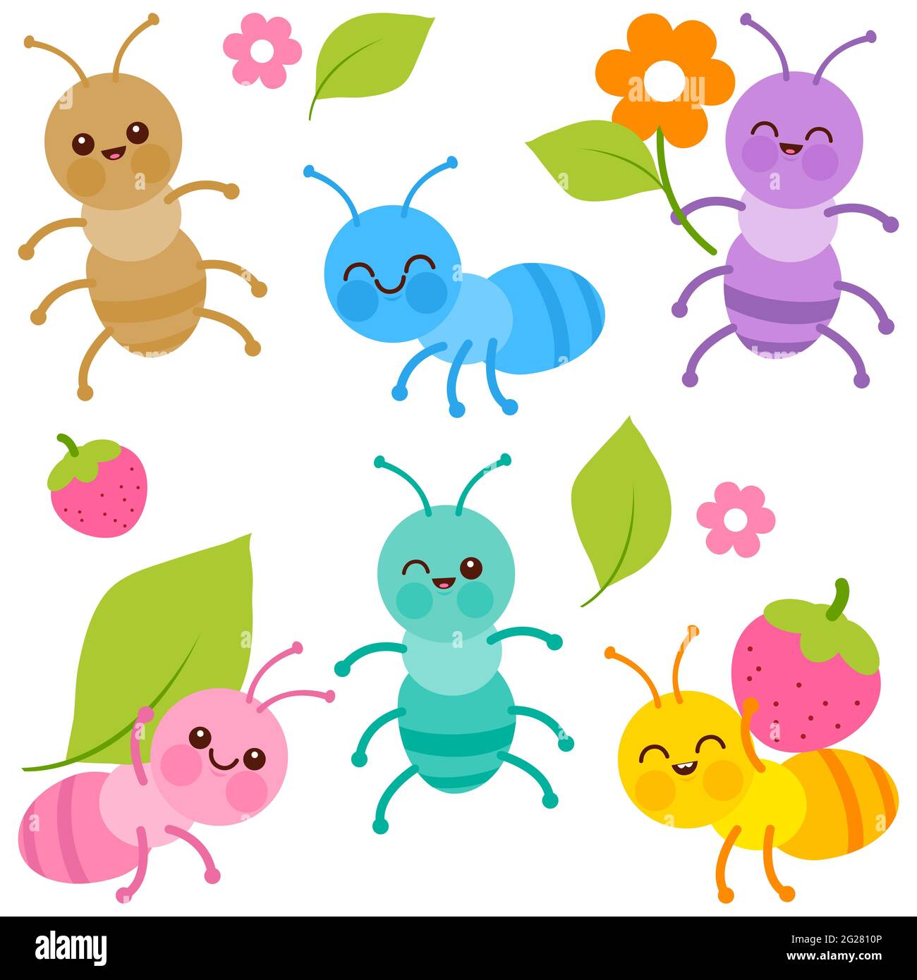 juego aterrizaje Definir Lindos insectos coloridos hormiga bebé Fotografía de stock - Alamy