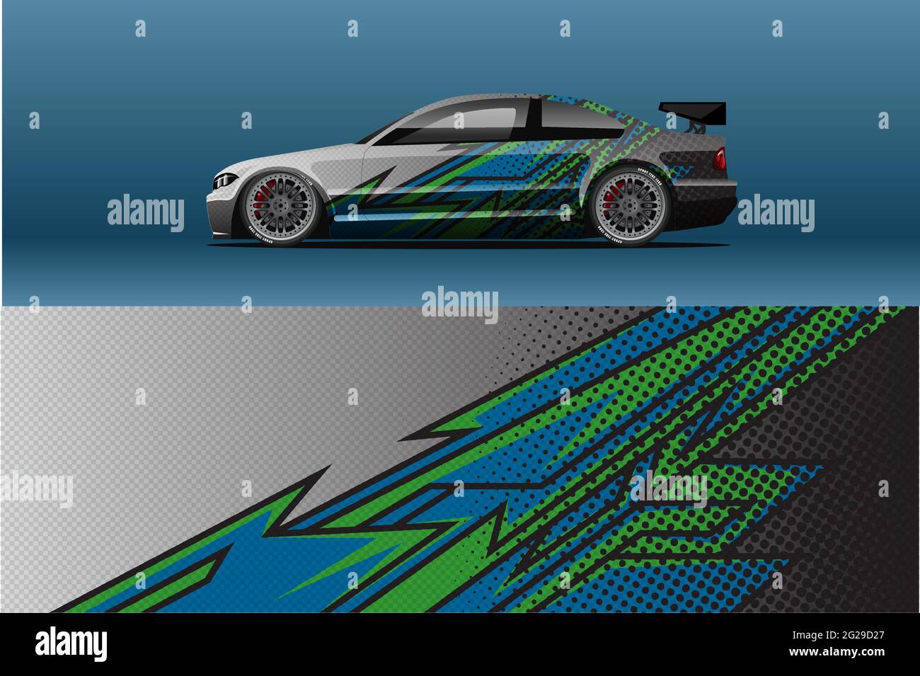 Resumen Race car wrap sticker diseño y fondo deportivo para uso diario livery de carreras o coche de vinilo pegatinas Ilustración del Vector