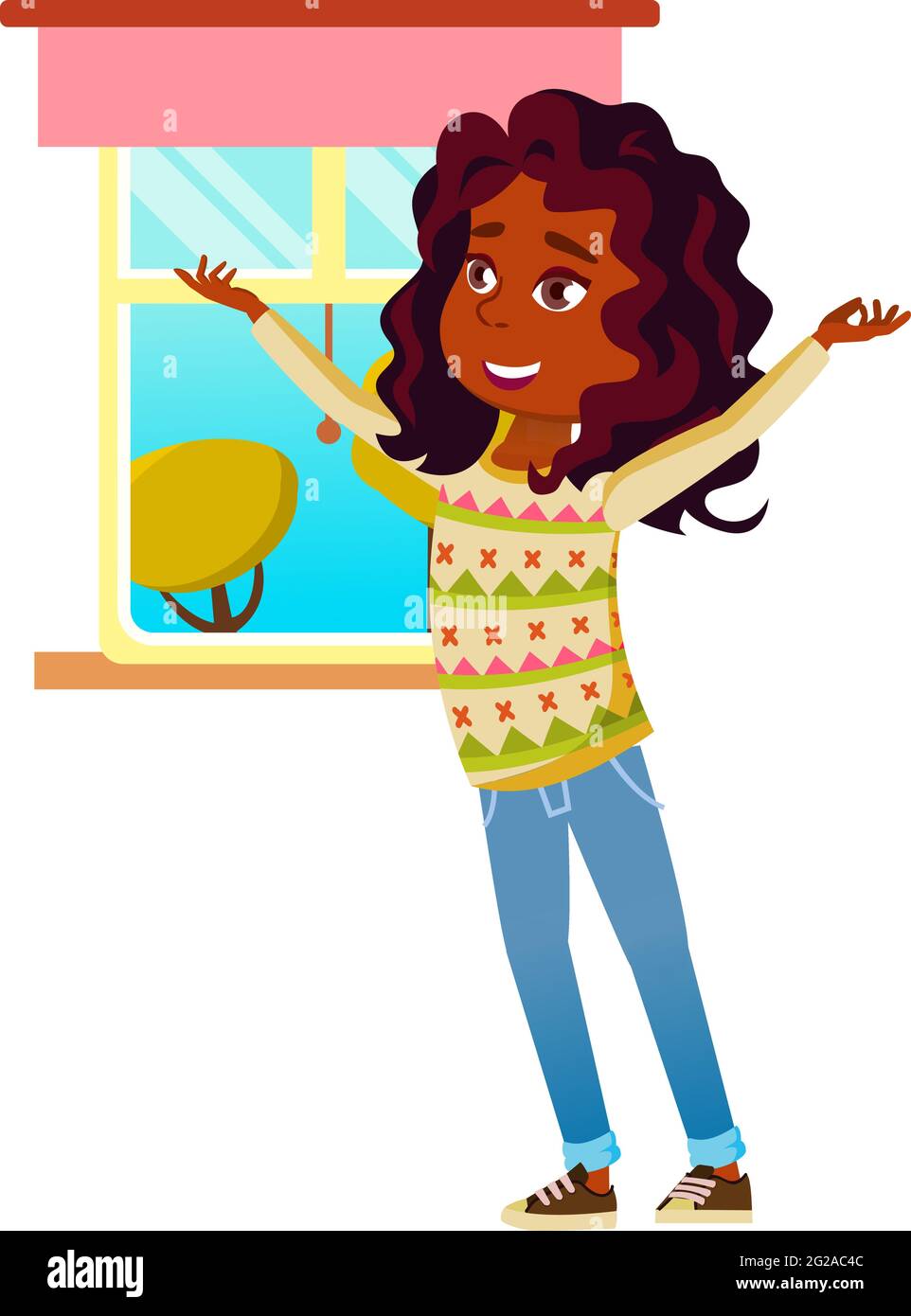felicidad niña africana alegría buen tiempo vector de dibujos animados  Imagen Vector de stock - Alamy
